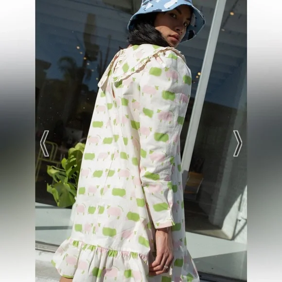 Lisa says gah Diana frock mini dress counting sheep green pink ruffle NWOT - Picture 2 of 11